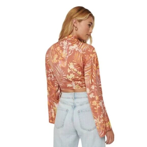 Dynamite SET Heidi Flowy Wide Leg Pants Maeve Tie Front Top Satin Floral Small - Picture 2 of 9